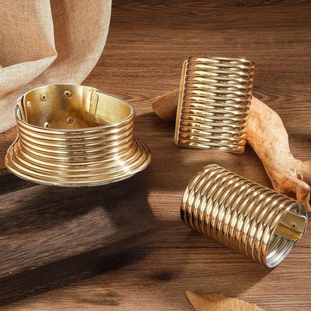 Gold Statement Cuff Bracelet Set